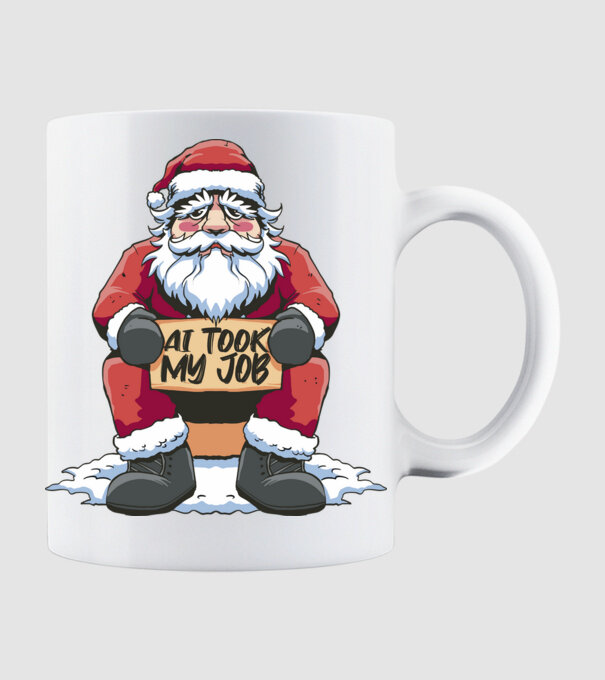 AI took my job Santa model alb pe tricou