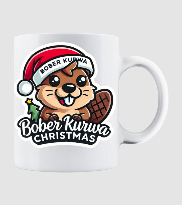 Bober Kurwa Christmas 1 model alb pe tricou