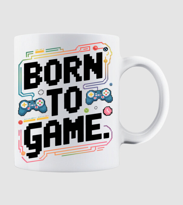 Born to Game Pixel Alb model alb pe tricou