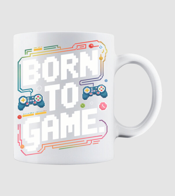 Born to Game Pixel Negru model alb pe tricou