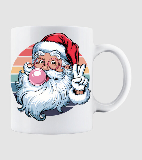 Bubble gum santa model alb pe tricou