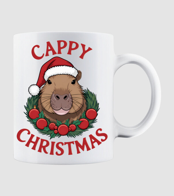 Cappy Christmas 2 model alb pe tricou