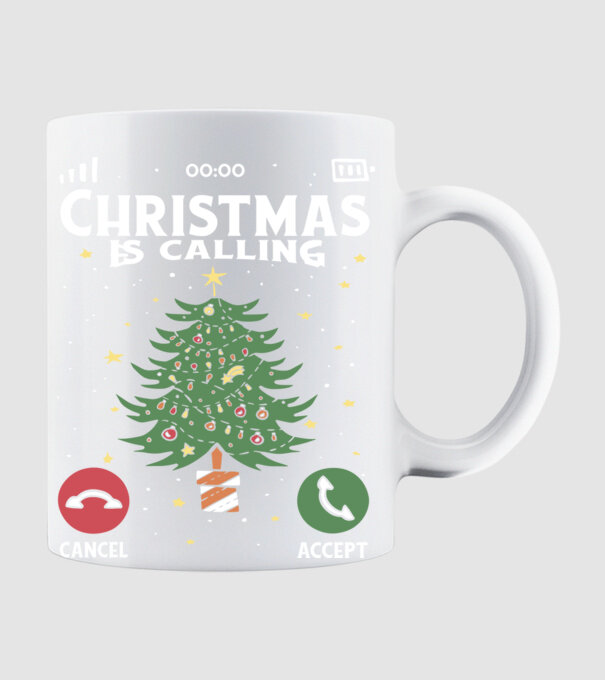 Christmas is calling model alb pe tricou
