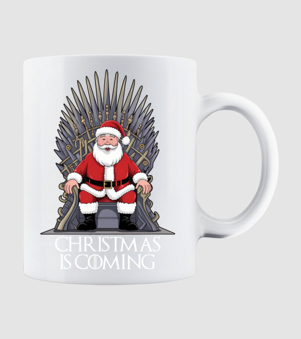 Christmas is Coming Negru model alb pe tricou