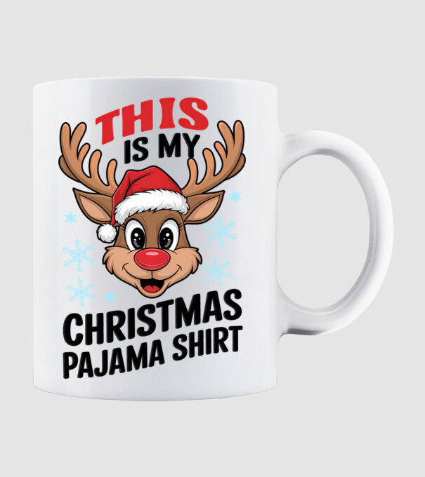 Christmas Pajama Reindeer Alb model alb pe tricou