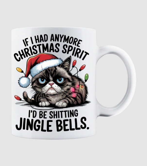 Christmas Spirit Grumpy Cat Alb model alb pe tricou