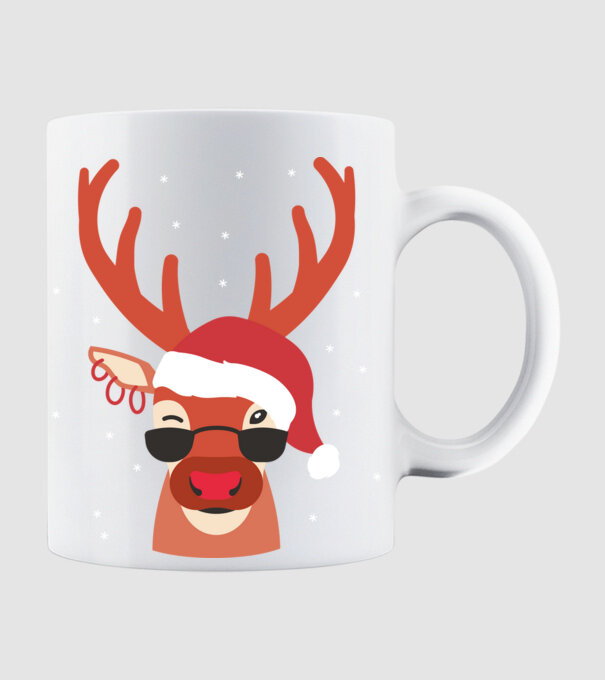 Cool Reindeer Rudolph model alb pe tricou