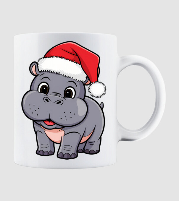 Crăciun Hippo model alb pe tricou