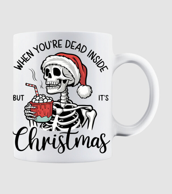 Dead inside, but it's christmas Alb model alb pe tricou