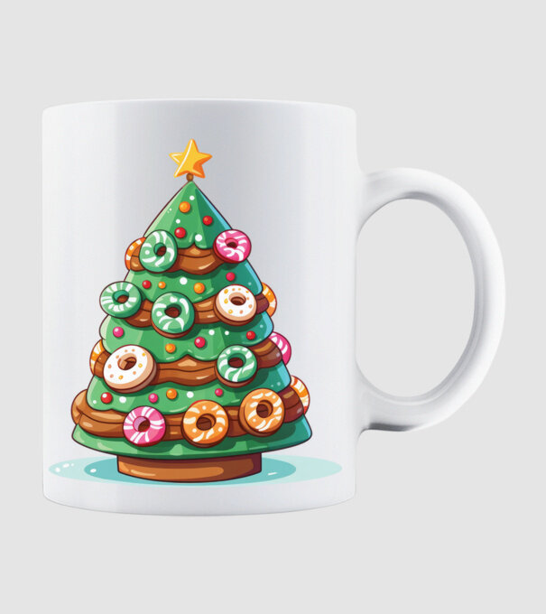 Doughnut pom de Crăciun model alb pe tricou