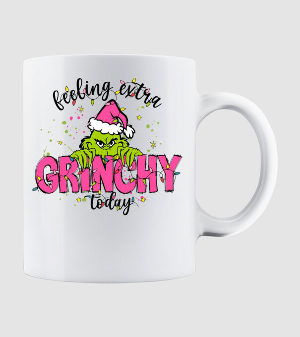 Feeling extra Grinchy today model alb pe tricou
