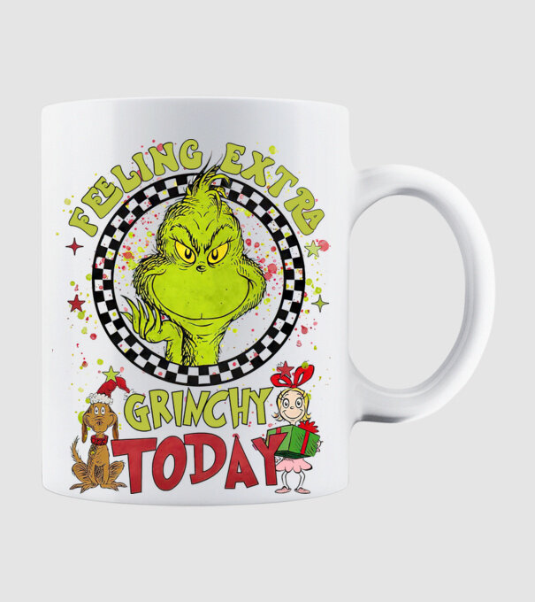Feeling extra Grinchy today - Grinch model alb pe tricou