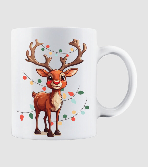 Festive Rudolph model alb pe tricou