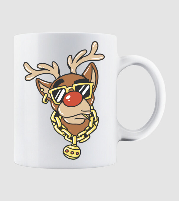 Gangster Reindeer model alb pe tricou