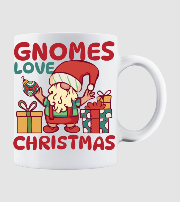 Gnomes LOVE Christmas model alb pe tricou