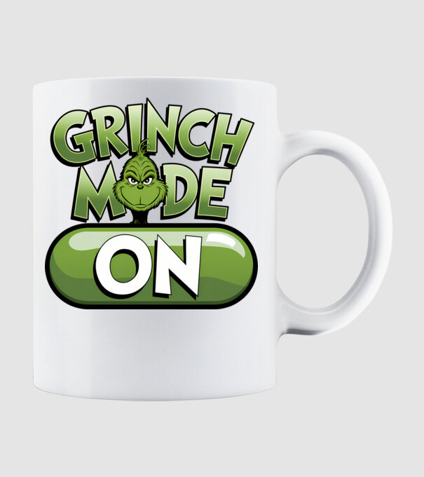 Grinch mode ON model alb pe tricou