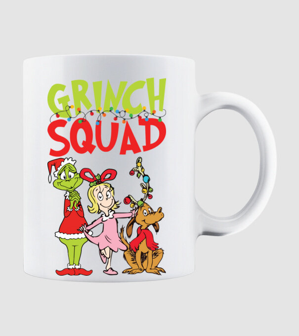 Grinch Squad model alb pe tricou
