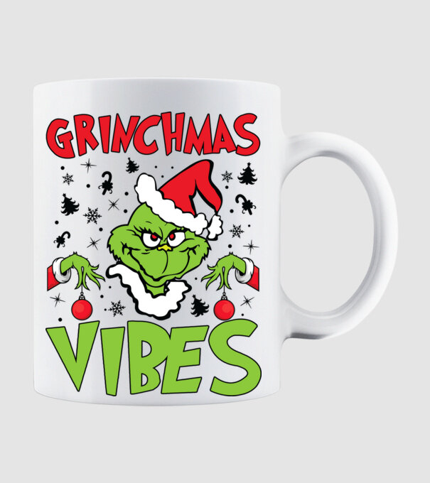 Grinchmas Vibes - Grinch model alb pe tricou