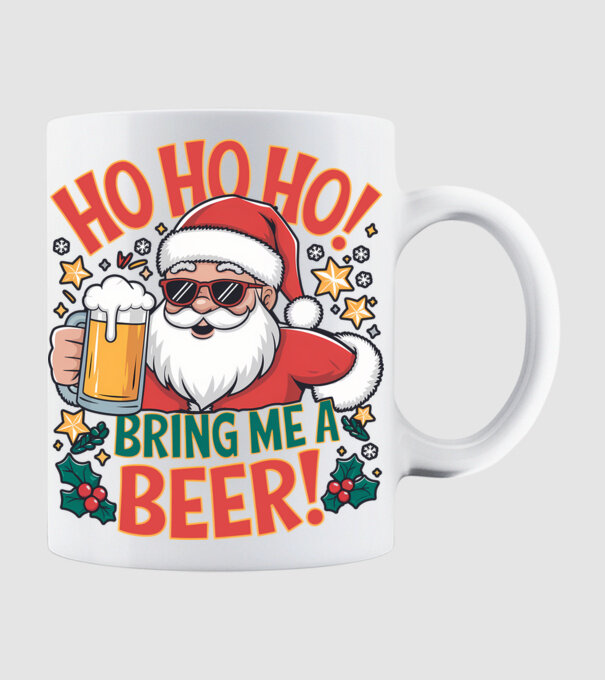 HO HO HO bring me a BEER santa Alb model alb pe tricou