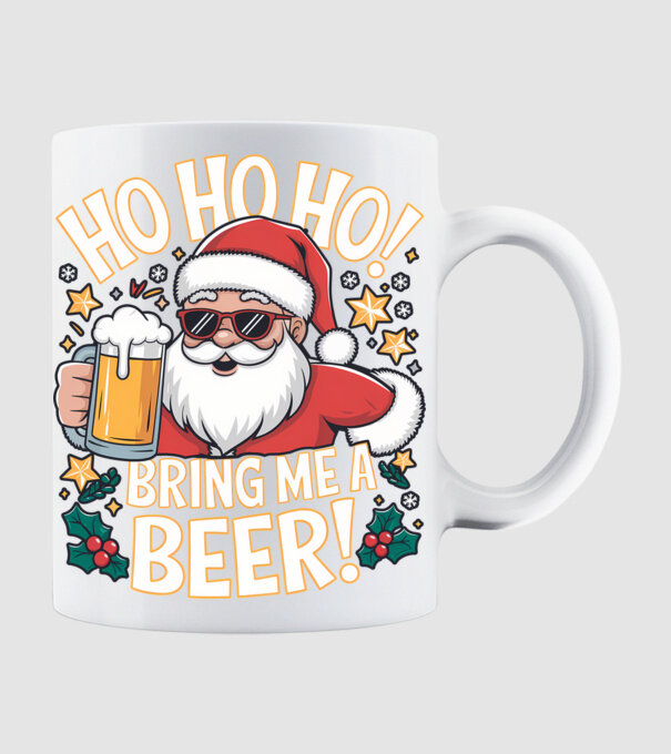 HO HO HO bring me a BEER santa Negru model alb pe tricou