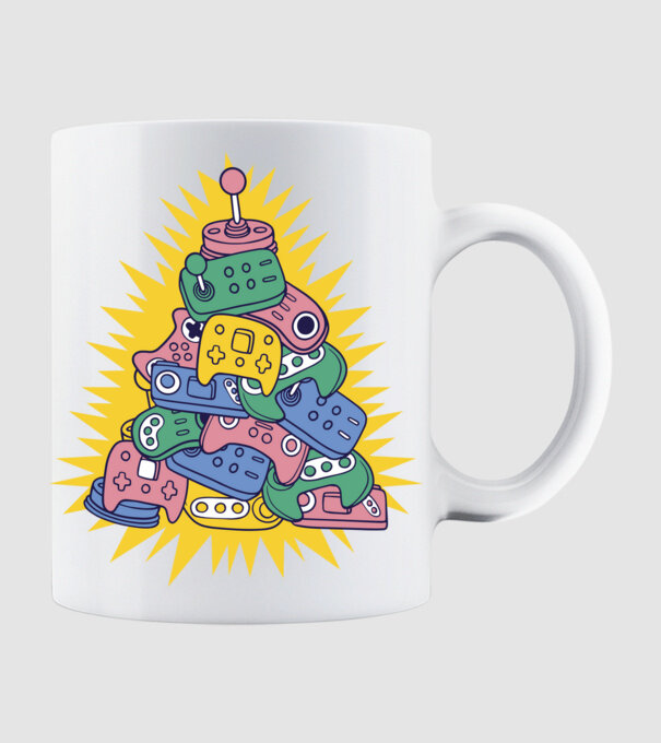 Joystick pom de Crăciun model alb pe tricou