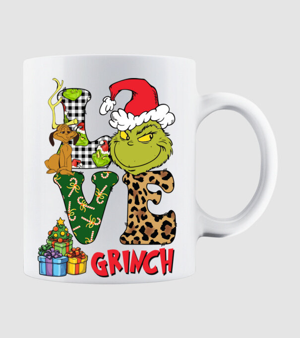Love Grinch model alb pe tricou