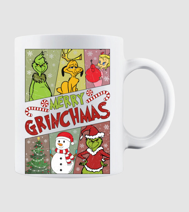 Merry Grinchmas - Grinch model alb pe tricou