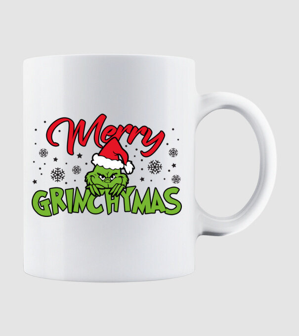 Merry Grinchymas - Grinch model alb pe tricou