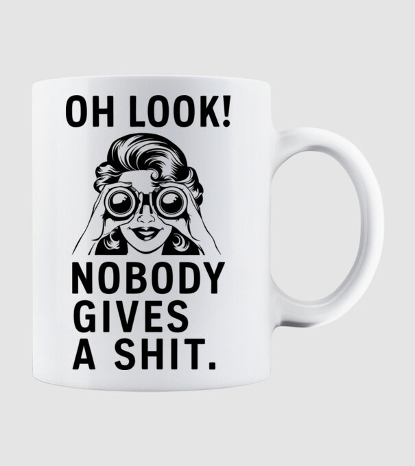Nobody Gives a shit model alb pe tricou