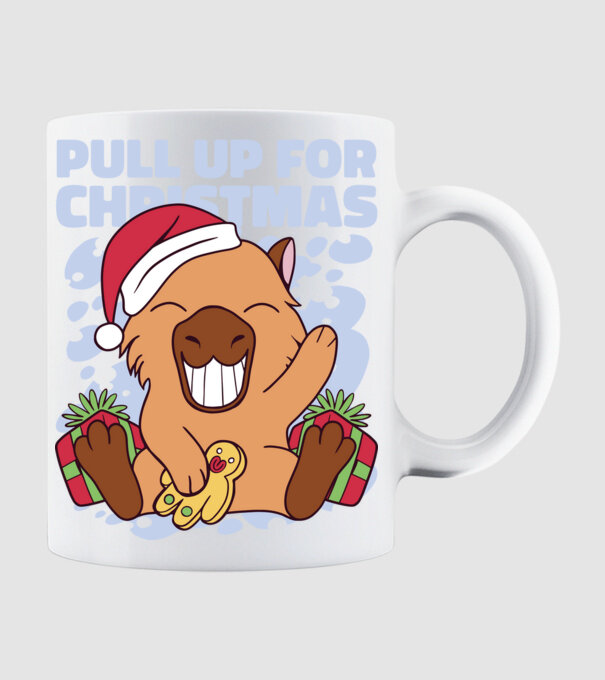 Pull up for christmas Capybara model alb pe tricou