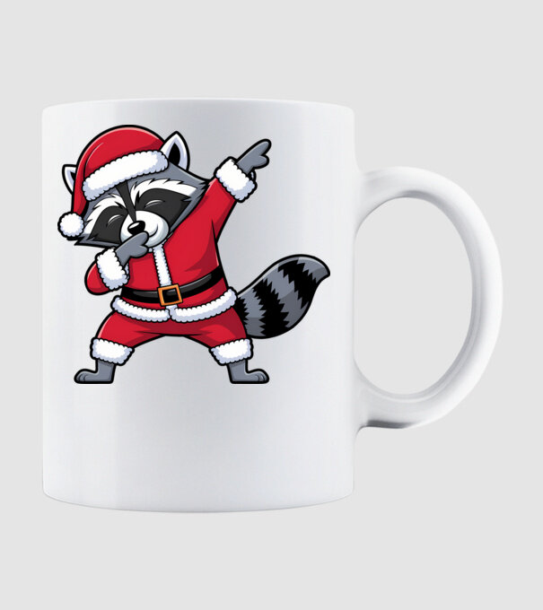 Raton Dab Xmas model alb pe tricou