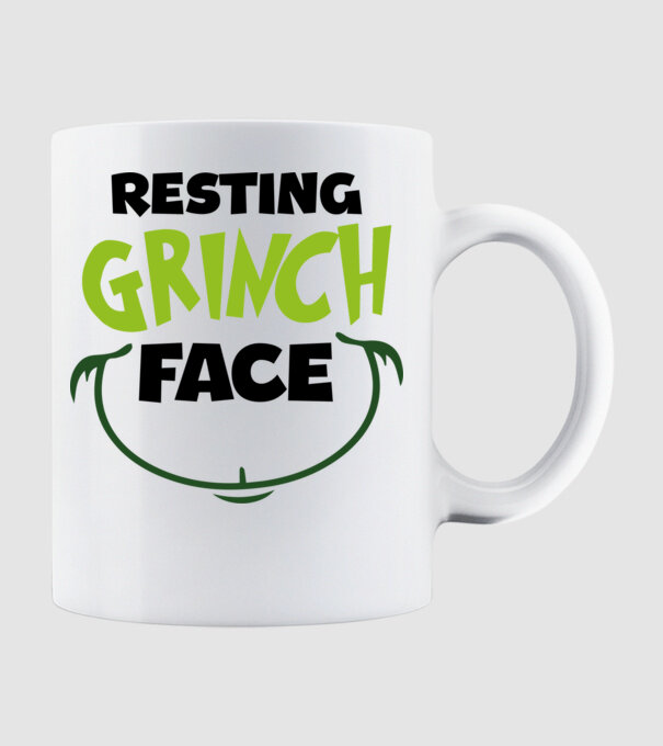 Resting Grinch face model alb pe tricou