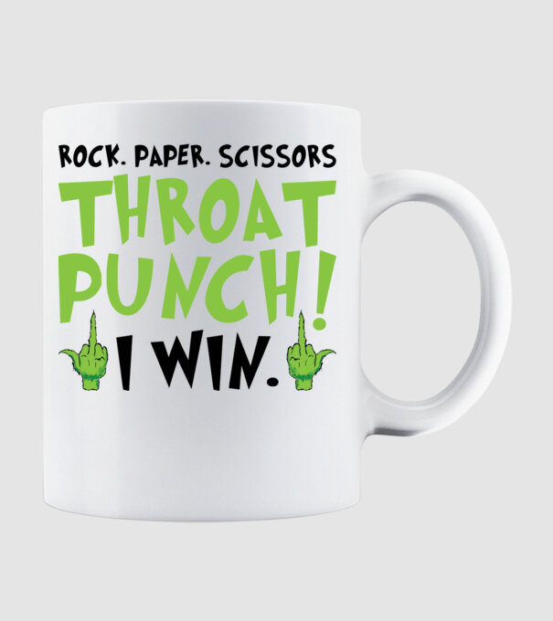 Rock paper scissors - Grinch model alb pe tricou