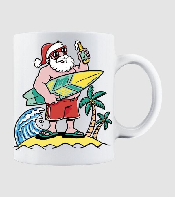 Santa Claus Summer model alb pe tricou