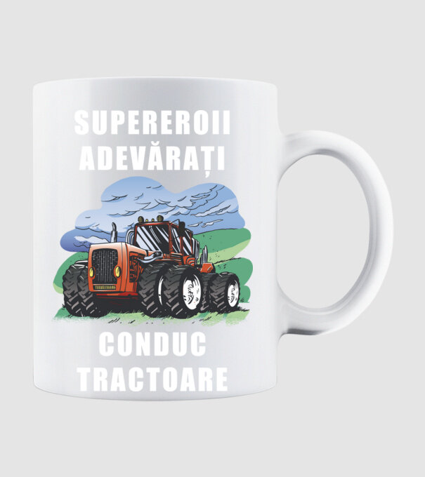 Supereroii adevărați conduc tractoare_D3470804 model alb pe tricou