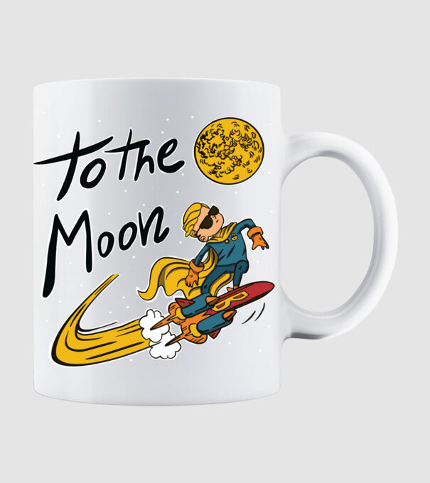 To the Moon Bitcoin model alb pe tricou