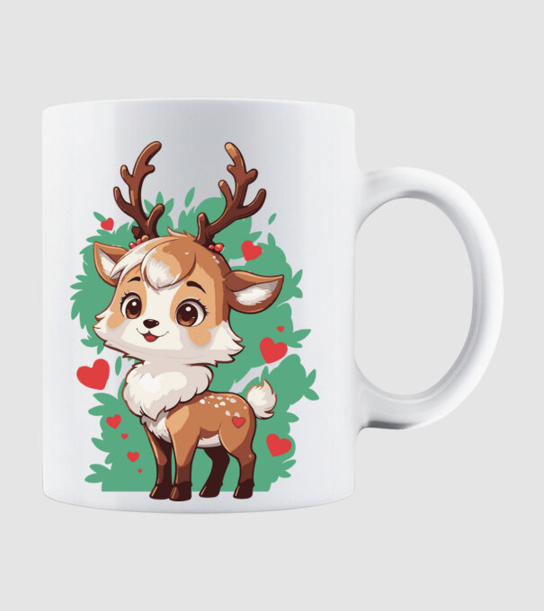 Valentine Deer model alb pe tricou