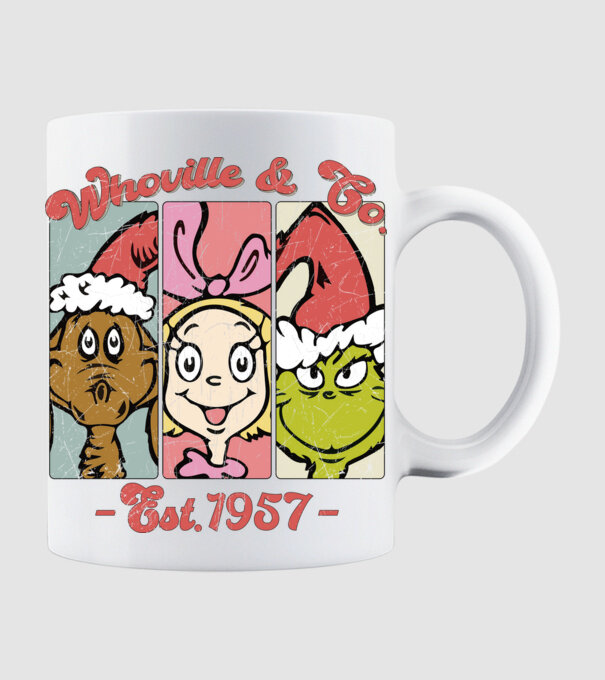 Whoville & Co. - Grinch model alb pe tricou