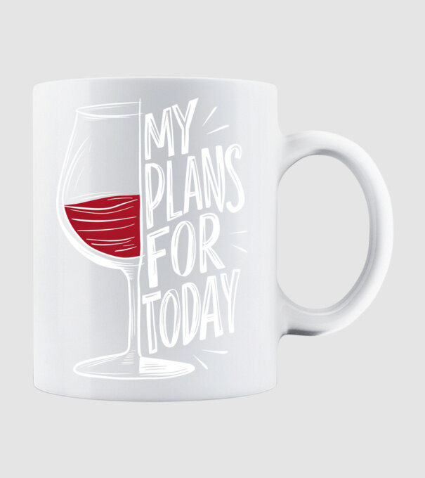 Wine Plans For Today Negru model alb pe tricou
