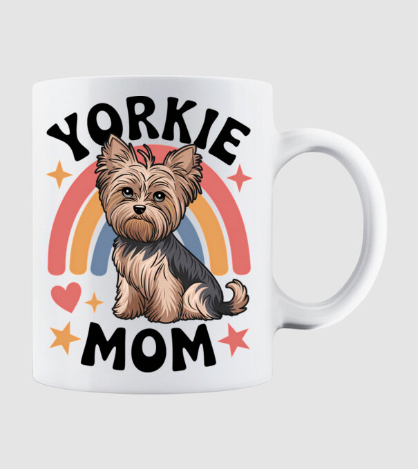 Yorkie Mom Alb model alb pe tricou