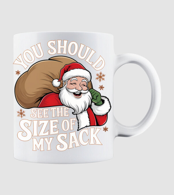 You Should See The Size Of My Sack Santa model alb pe tricou