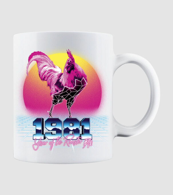 1981 Year of the Rooster model alb pe tricou