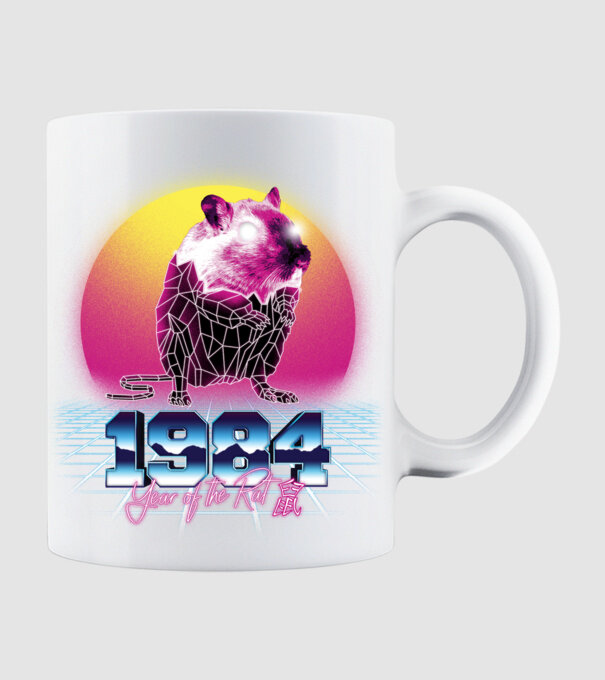 1984 Year of the Rat model alb pe tricou