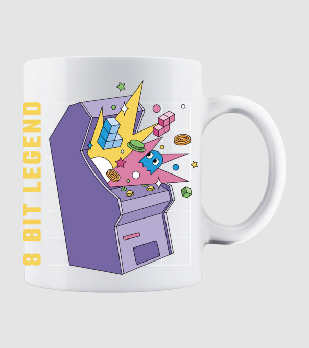 8 Bit Legendă Arcade Slot Machine model alb pe tricou