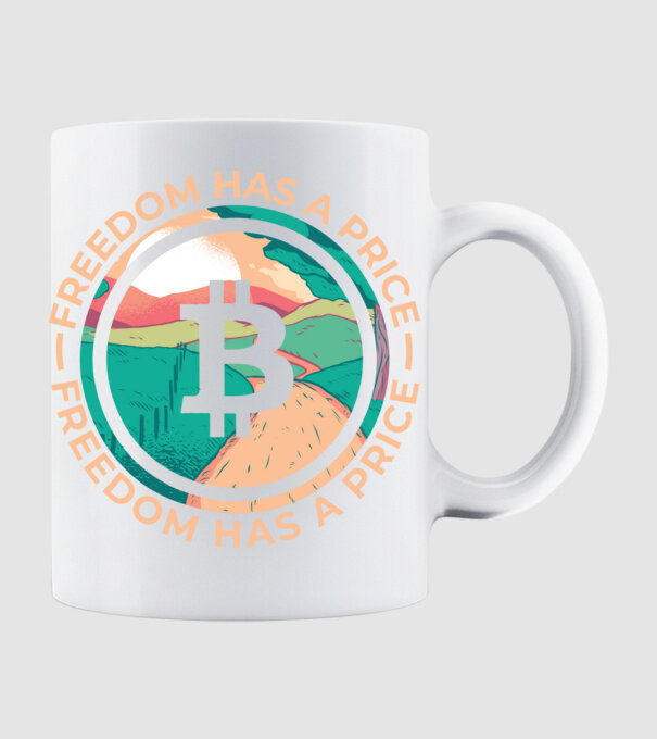 Libertatea are preț Bitcoin model alb pe tricou