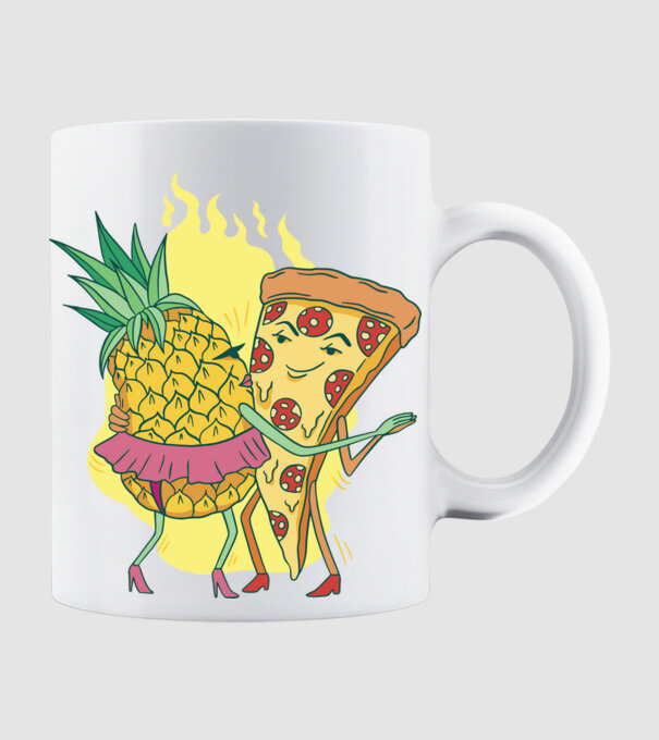Pizza cu ananas Dragoste model alb pe tricou