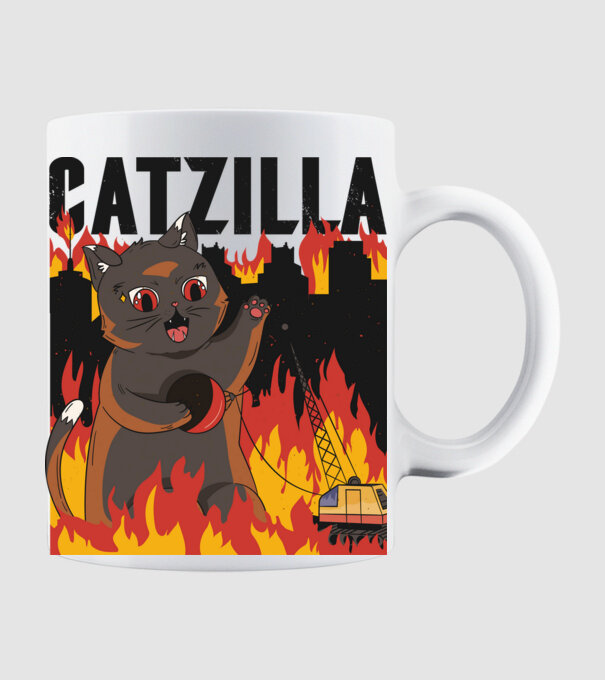 Anime Catzilla model alb pe tricou
