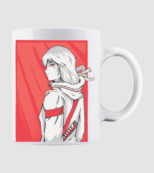 Anime fată Războinic model alb pe tricou
