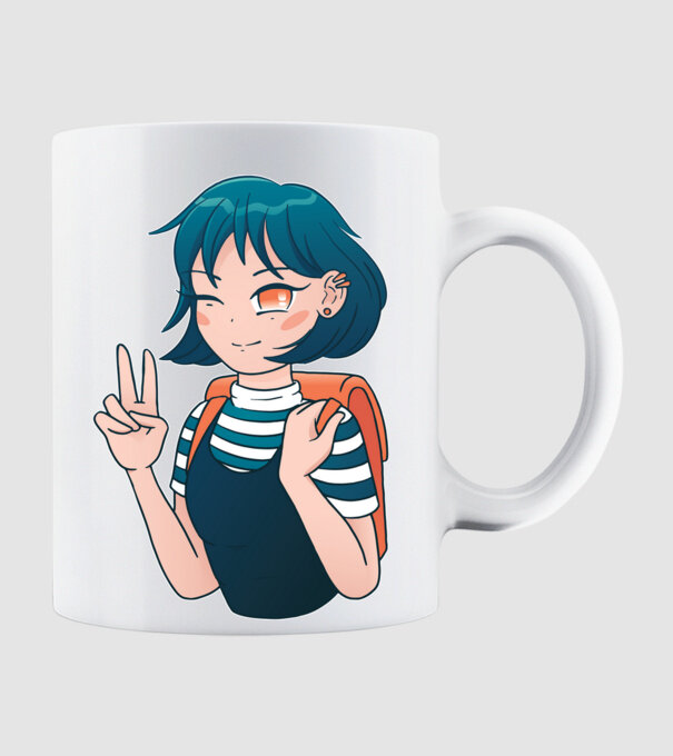 Anime fată model alb pe tricou