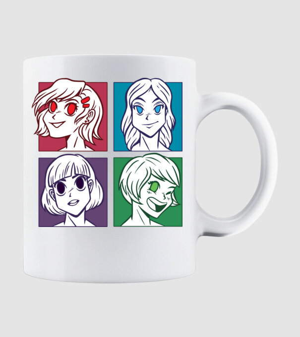 Fețe Anime fată Pop Art model alb pe tricou